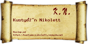 Kustyán Nikolett névjegykártya